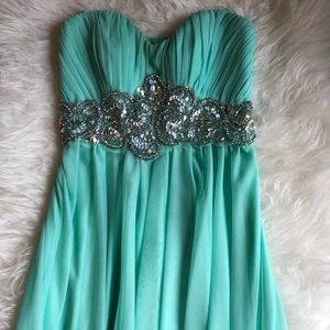 Strapless sequin Hearts prom dress